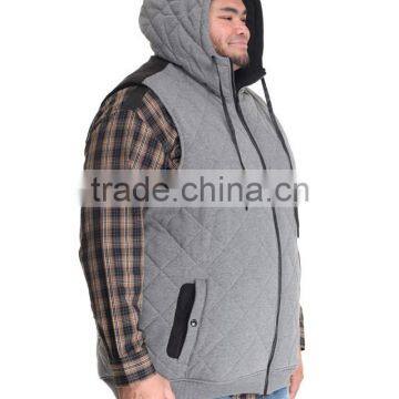 Draw-strings for Hood Adjustment Hoodie Vest Quilted Fleece Construction Sleeveless Vest Hand Pockets With Zipper photo-2