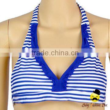 New Printed Blue Striped Nylon Separable Type Teen Girl Bikini Waterproof Swimwear Under Panties photo-3