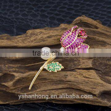 Fashion Micro Natural Pearl Inlay Zircon Gold-plated Corsage photo-5