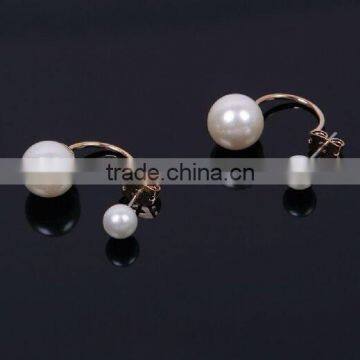 Elegant Lady Pearl Bead Gold Plated Ear Piercing Pin Earrings photo-2