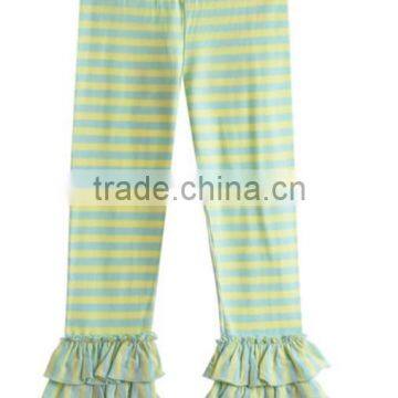 2014 girls new fashion petti pants with three ruffles pure cotton girls plain trousers striped petti legging for kid girls