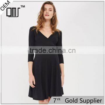 2017 Autumn v-neckline comfortable office wear for pregnant women