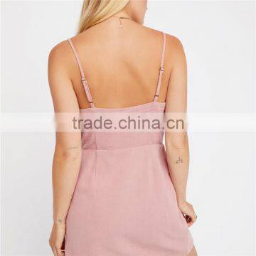 2017 Summer Fashion High Quality V Neck Mini Skirt With Suspenders