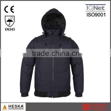 OEM warm padded winter parka mens china down jacket with detachable sleeve