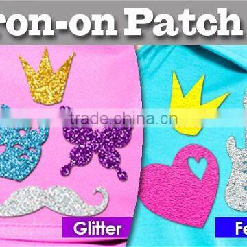 Mini Glitter Iron on PU Patches Heat Press Patches Heat Transfer Patch photo-3