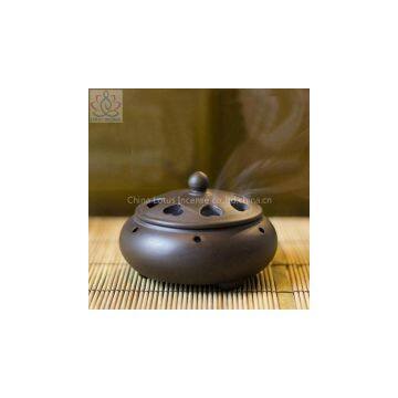 Chinese Ceramic Incense Burner Handmade Antique Burner Sandalwood Furnace With a Brass Incense Holder Home Decor