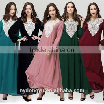 Chiffon summer muslim dress/ ymya 5 color muslim islamic fashionable abaya kaftan dresses/fancy dl islamic muslim dress