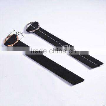 Wide Black Punk Leather Bangle Bracelet With Adjustable Gold/Silver Loop Circle for Lady photo-3