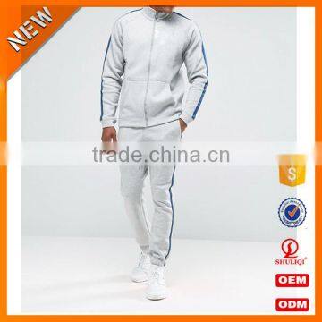 High Quality Sportswear Men All Cotton Tracksuit Wholesale / Grey and Black Men Tracksuit Custom With Hot Market H-2151