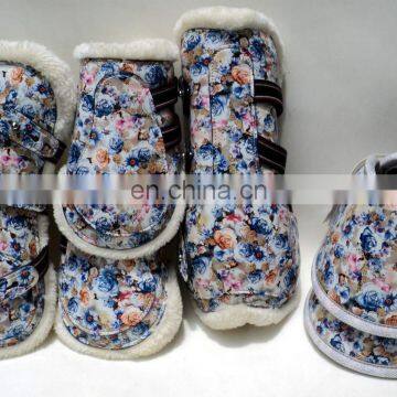 FLOWER PRINT HORSE BRUSHING & BELL BOOTS