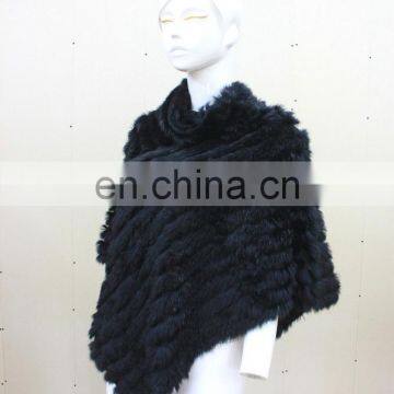 Wholesale Knitted Rabbit Fur Shawl Ladies Knitting Fur Choker Pullover New Knit Fur Cape Poncho