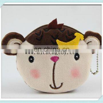 factory custom fashion soft plush monkey wallet