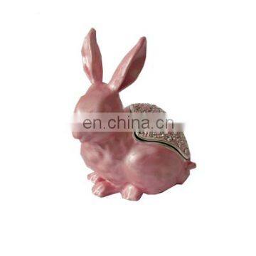 rabbit enamel pewter trinket box for girls