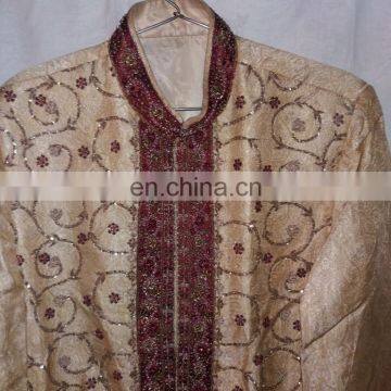 Ethnic Man's Wedding Zardosi Work Designer Sherwani Indian Kurta photo-2