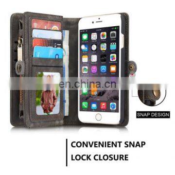 Wholesale Brand New Multi Slots Leather Cover Case for iPhone 6 & 6s with Zipper,Magnetic Clasp