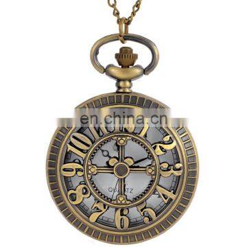 Steam punk men mechanical wind hand Vintage quartz pocket watch DS-NJ095