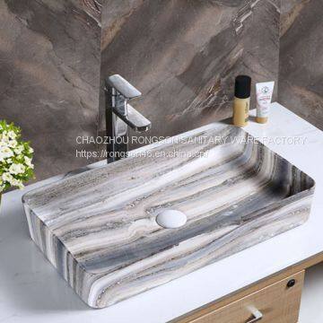 Bathroom hand made luxury good sale thin wash hand basin sink with no hole on table