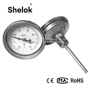 Anti-corrosion 100mm Flange Hydraulic Oil Bimetallic Thermometer photo-2