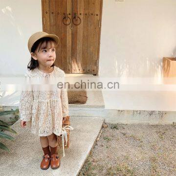 6500 New Arrival Spring Girls Dress Apricot Girl Princess Long Sleeve Lace Dress