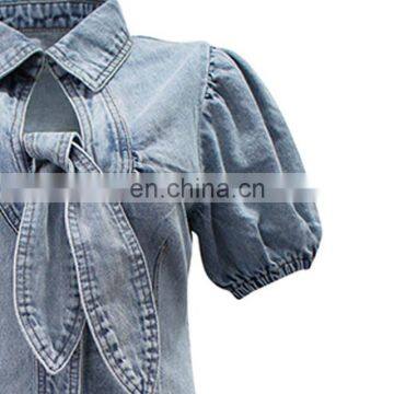 LAITE D2132 Women Denim Casual Dress Women Bodycon Bow Dress Girl's Dress photo-5