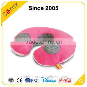 Comfortable pink U shape neck support travel pillow with speaker