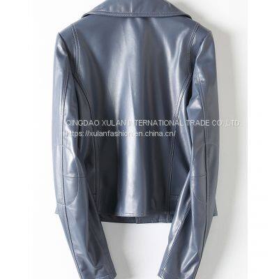 2021NEW FASHION LADIES' GENUINE SHEEPSKIN MOTORCYCLE LEATHER JACKET photo-4