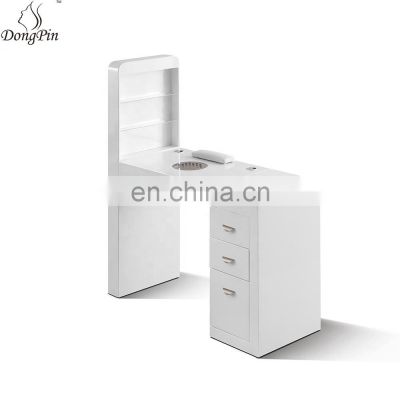 fashionable custom double nails vented table  for nails salon furniture manicure with storage and display racks