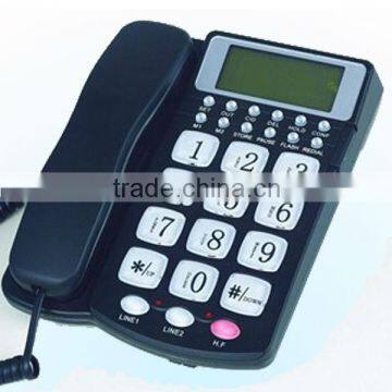 black and b ig button telephone with dual line