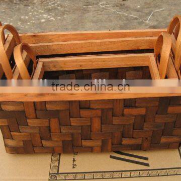 Rectangle Slat Wood Basket