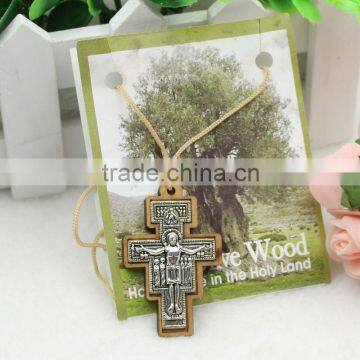 Olive Wooden Cross Necklace