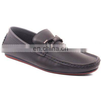 Most popular black color classic design men leather shoes slip on simple men loafers shoe