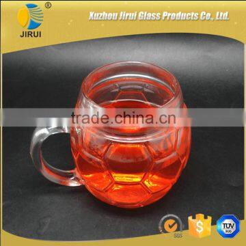 600ml Football Design Clear Glass Mason Jar