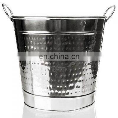 hammered shiny metal wine bucket