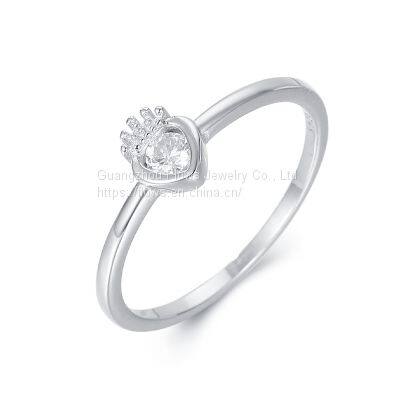 S925 Silver Ring Female Simple Small Fresh Crown Ring Ins Style Diamond Ring