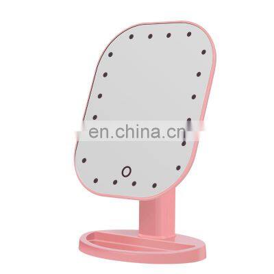 Hot Sales European Style Standing Lighted Makeup Mirror Bathroom Rechargeable Make Up Mirror With LED photo-3