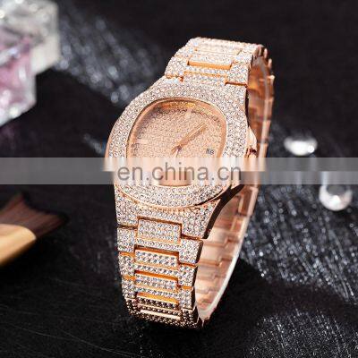GREALY RL118-G 3pcs Women Qaurtz Diamond Wristwatch Fashion Iced Out Watch Bracelet Set photo-2
