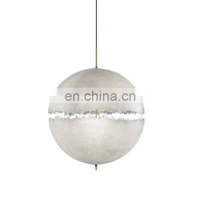 Vintage White Moon Chandelier Modern Art Simple Living Room Nordic Resin Office Hotel LED Pendant Light