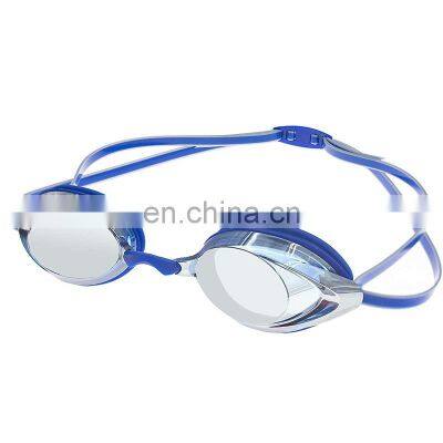 Wholesale custom PC Mirror coating lens can anti-fog eye protection swim glasses and adult Silicone swimming goggles