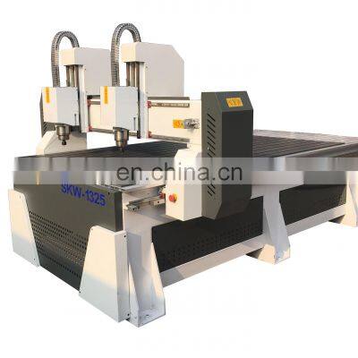 Strong model T shape double heads 1325 wood CNC with 4 axis rotary 200mm diameter DSP A18 controller