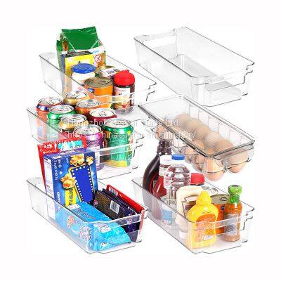 Kitchen Clear Plastic Stackable Storage Bins Refrigerator, Freezer, Pantry & Clothes Organization Container With Carrying Handles photo-2
