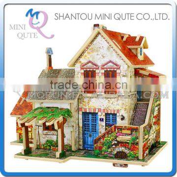 Mini Qute 3D Wooden Puzzle French Family house architecture famous building Adult kids model educational toy gift NO.F124