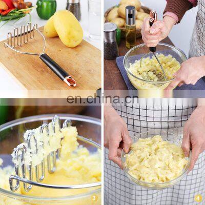Potato Masher, Heavy Duty Mashed Potatoes Masher, Metal Wire Masher Kitchen Tool photo-4