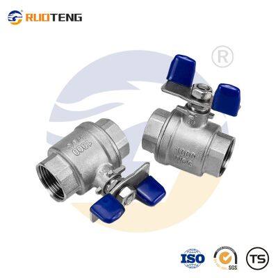 [RUOTENG]  Wenzhou Valve Manufacturer Industrial Stainless Steel BSP BSPT 2PC Butterfly Handle Ball Valve