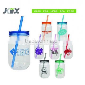 Plastic Mason Jar With Lid FDA Approved Single Wall