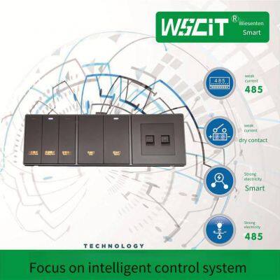 86-type Wall-mounted Hotel Integrated Switch, Concealed Installation Plastic + Steel Frame Middle Panel, One-way Switch + Five-hole Socket