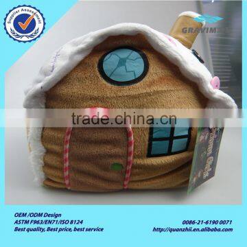 Custom stuffed plush house with chimney for promotion