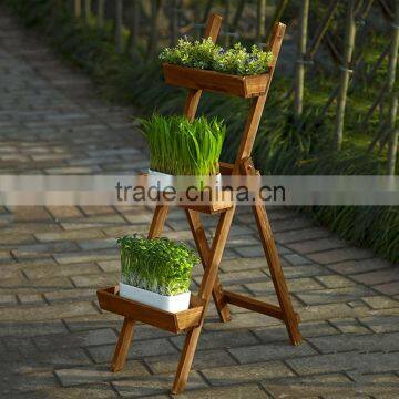 Freestanding Ladder Design Wooden Plant Rack Flower Planter Box