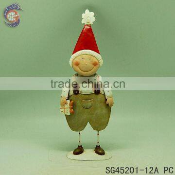 christmas metal figures boy crafts decoration with gift