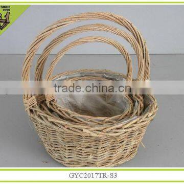 withlining/ handle handmade willow basket