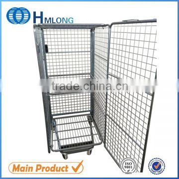 Metal storage rolling wire basket with wheels